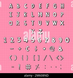 Styled alphabet and symbol set vector Stock Vector
