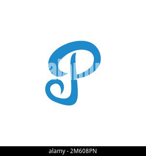 letter jp blue wave  curves smooth logo vector Stock Vector