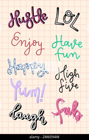 Vector doodle cursive fun words typography Stock Vector