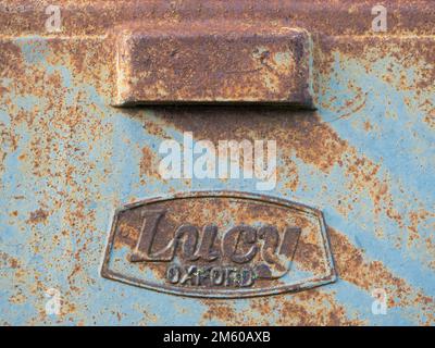 Aged, disused transformer box from Lucy of Oxford in Westbury Leigh, Wiltshire, England, UK. Stock Photo