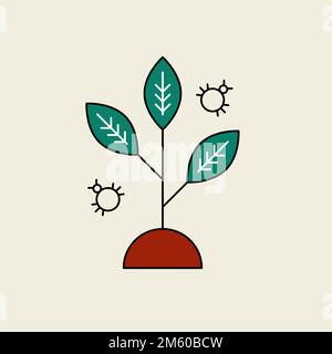 Plant pests, outline icon isolated on white background, flat vector illustration. Bugs and sprout, pest control Stock Vector