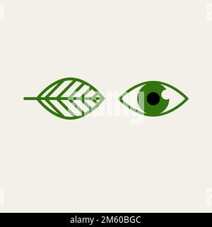 Eye and leaf, eye care, ophthalmologist logo. Eye clinic icon, natural medicines Stock Vector