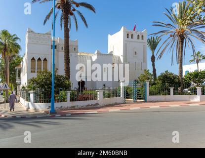 Former Royal Palace Art Deco architecture Spanish colonial building, Sidi Ifni, Morocco, North Africa Stock Photo