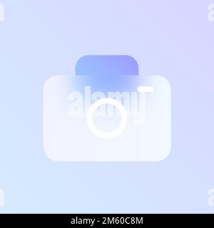 camera glass morphism trendy style icon. photo camera transparent glass vector icon with blur and purple gradient. for web and ui design, mobile apps Stock Vector