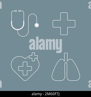 Medical and healthcare covid 19 icon vector collection vector Stock Vector