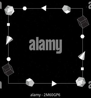 Gray geometric frame on black background vector Stock Vector