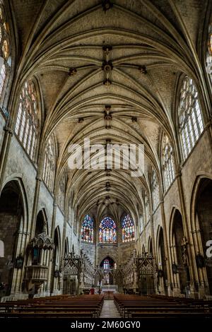 Interior of the gothic cathedral of Condom in the south of France (Gers) Stock Photo