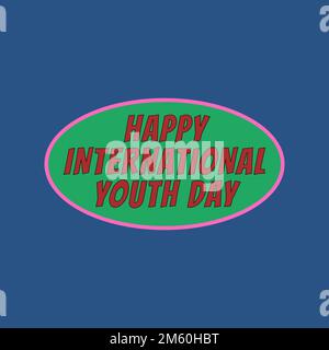 Happy international youth day on a midnight blue background vector Stock Vector