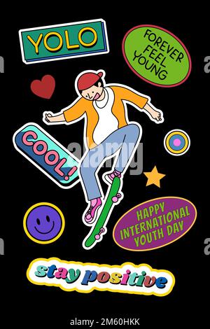 Youth day sticker illustrations vector Stock Vector