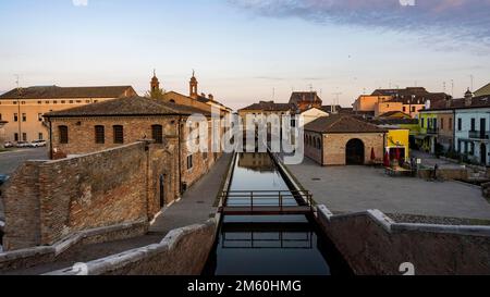 View of Comacchio from the Trepponti Bridge, Comacchio, Emilia-Romagna, Italy Stock Photo