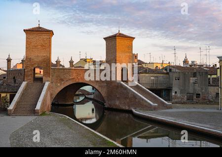 Trepponti Bridge, Comacchio, Emilia-Romagna, Italy Stock Photo