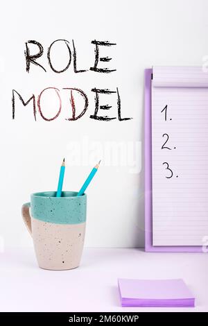 Text showing inspiration Role Model. Conceptual photo a person looked ...