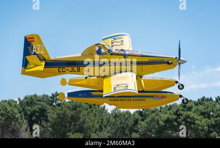 Firefighting aircraft Air Tractor AT-802, American manufacturer, rugged, single engine, turbine, firefighting, Spain, manoeuvrable, float, seaplane Stock Photo