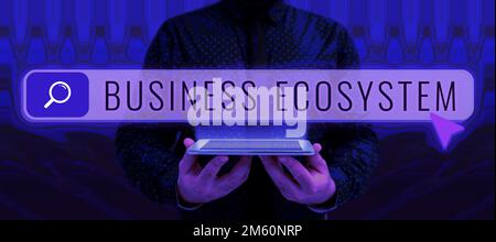 Conceptual caption Business Ecosystem. Word for Develop and Implement Organization Growth Opportunities Stock Photo