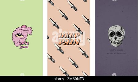 Vintage mixed quote vector set Stock Vector