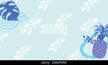 Pineapple frame on a sky blue background design vector Stock Vector