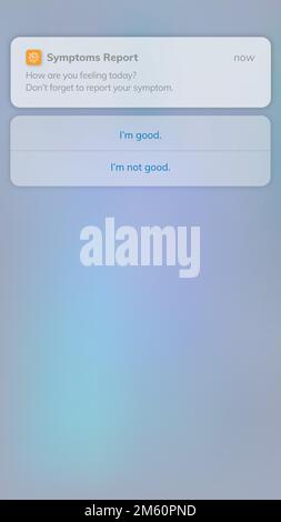 COVID-19 exposure notifications app template vector mobile screen Stock Vector