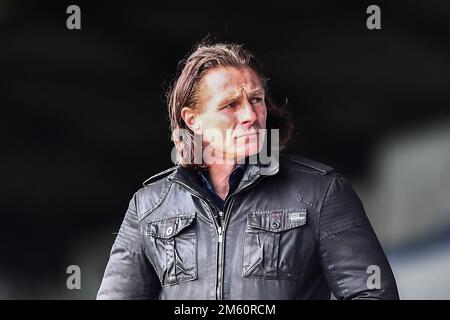 Peterborough, UK. 1st January 2023. Peterborough, UK. 1st Jan 2023. Manager Gareth Ainsworth (Manager Wycombe Wanderers) before the Sky Bet League 1 match between Peterborough and Wycombe Wanderers at London Road, Peterborough on Sunday 1st January 2023. (Credit: Kevin Hodgson | MI News) Credit: MI News & Sport /Alamy Live News Stock Photo