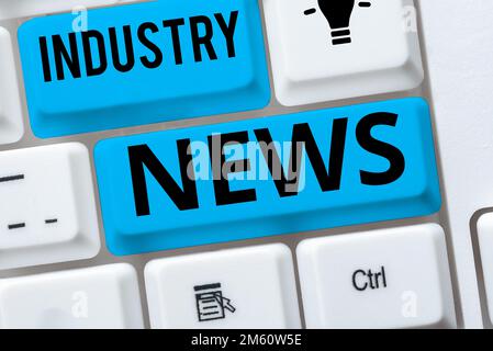 Sign displaying Industry News. Business concept Technical Market Report Manufacturing Trade Builder Stock Photo