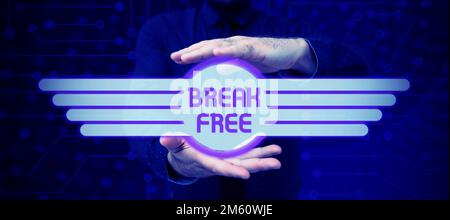 Writing displaying text Break Free. Business idea another way of saying salvation out of chains freedom prison Stock Photo