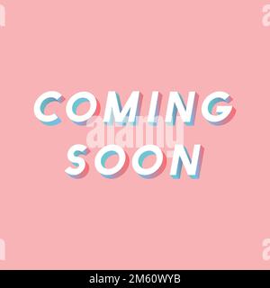 Isometric word Coming soon typography on a pastel gradient background ...