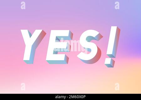 Isometric word Yes typography on a pastel gradient background vector Stock Vector
