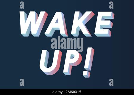 Isometric word Wake up typography on a black background vector Stock Vector