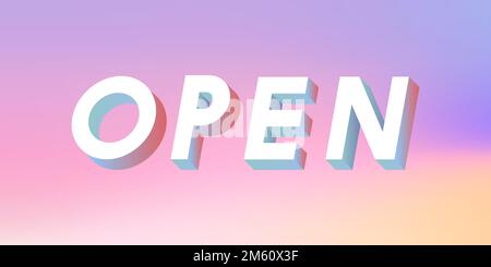 Isometric word Open typography on a black background vector Stock ...