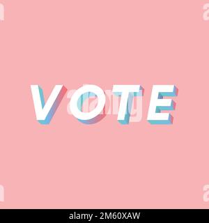 Isometric word Vote typography on a pastel gradient background vector ...