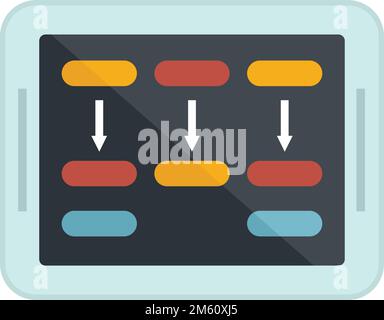 Tablet kid programming icon flat vector. Children computer robot ...