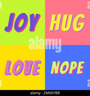 Text collection funky color vector Stock Vector