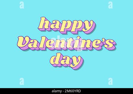 Funky 3D happy valentine's day typography illustration vector Stock Vector