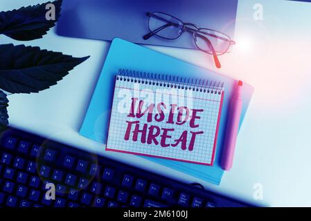 Conceptual display Inside Threat. Internet Concept Information that only an insider would have Real information Stock Photo