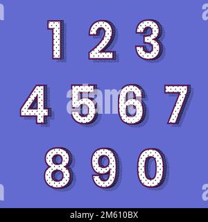 Isometric halftone font numbers 0-9 vector set Stock Vector