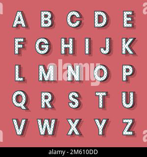 3D alphabet vector isometric halftone style typography Stock Vector