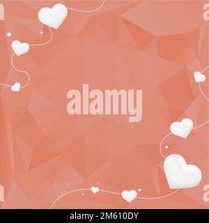 Vector heart string border prism pattern peach background Stock Vector