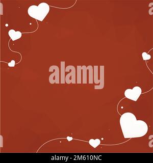 Vector heart string border geometric pattern background Stock Vector