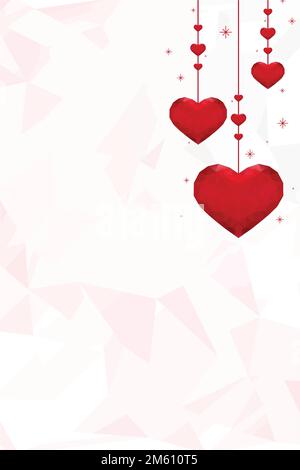 Vector hanging orange hearts prism pattern background Stock Vector
