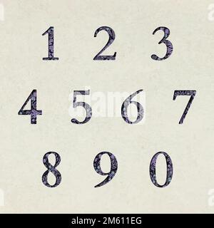 Floral numbers vector retro typography font set Stock Vector