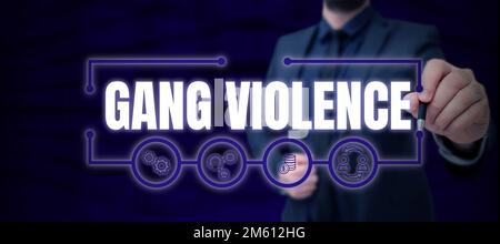 Conceptual display Gang Violence. Word Written on infringement of the laws caused by group of criminals and gangsters Stock Photo