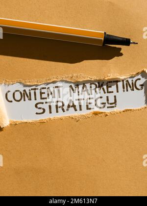 Sign displaying Content Marketing Strategy. Concept meaning distributing content to targeted audience online Stock Photo