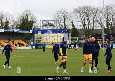 Sutton, UK. 01st Jan, 2023. during the EFL Sky Bet League 2 match between Sutton United and AFC Wimbledon at the VBS Community stadium, Gander Green Lane, Sutton, England on 1 January 2023. Photo by Carlton Myrie. Editorial use only, license required for commercial use. No use in betting, games or a single club/league/player publications. Credit: UK Sports Pics Ltd/Alamy Live News Stock Photo