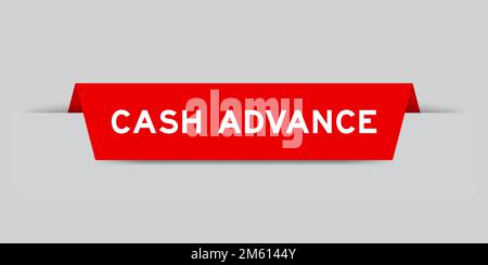 Red color inserted label with word cash advance on gray background Stock Vector