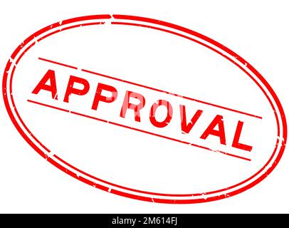 Grunge red approval word oval rubber seal stamp on white background Stock Vector