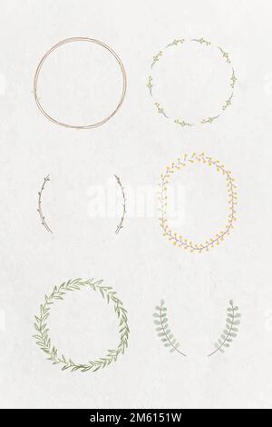 Leafy frame set on beige background vector Stock Vector