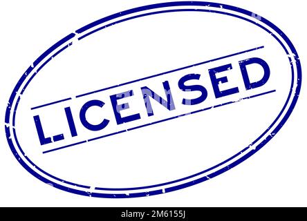 Grunge blue licensed word oval rubber seal stamp on white background Stock Vector