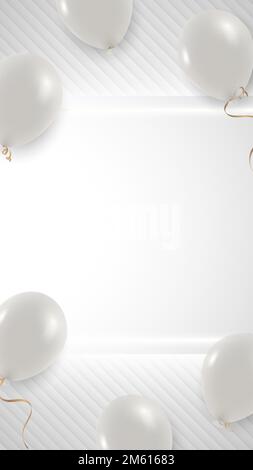 White balloons frame design mobile phone wallpaper vector Stock Vector