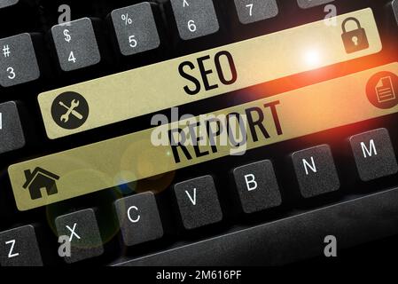 Text caption presenting Seo Report. Conceptual photo notifying on how website is performing in search engine results Stock Photo