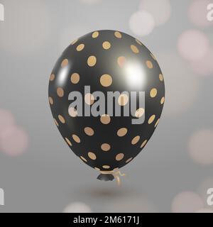 Black polka dot party balloon vector Stock Vector