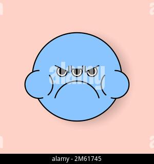 Funky blue monster frog emoji sticker vector Stock Vector